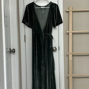 Baltic Born Meghan Velvet Wrap Maxi Dress | Eucalyptus